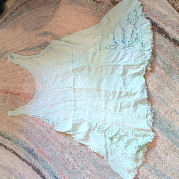 Intimately Free People Tank Dress Top Large Blue Green Light Flowy Boho - Picture 1 of 13